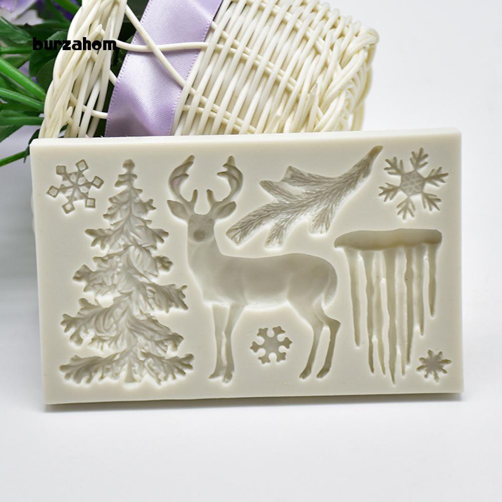 Khuôn silicone kiểu dáng giáng sinh độc đáo dùng để làm bánh tiện lợi 11.8cm x 7.5cm x 1.1cm