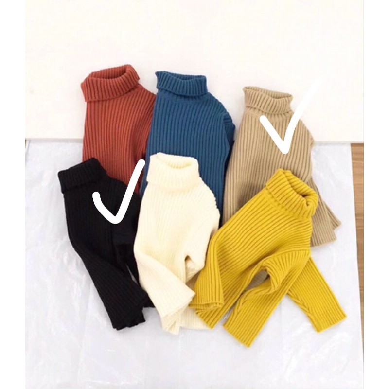 Áo Len Gân Cao Cổ Bé Gái Trai Sz Nhỡ 110->150 phom nhỏ