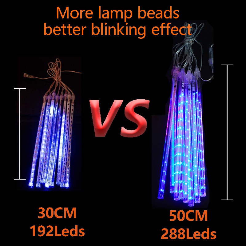Dây Đèn LED Trang Trí Chống Nước Hình Mưa Sao Băng Cho Giáng Sinh Năm Mới