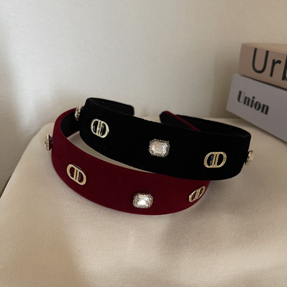 Cài tóc vải nhung họa tiết chữ D phong cách Hàn Quốc dễ thương thời trang thu đông cho nữ