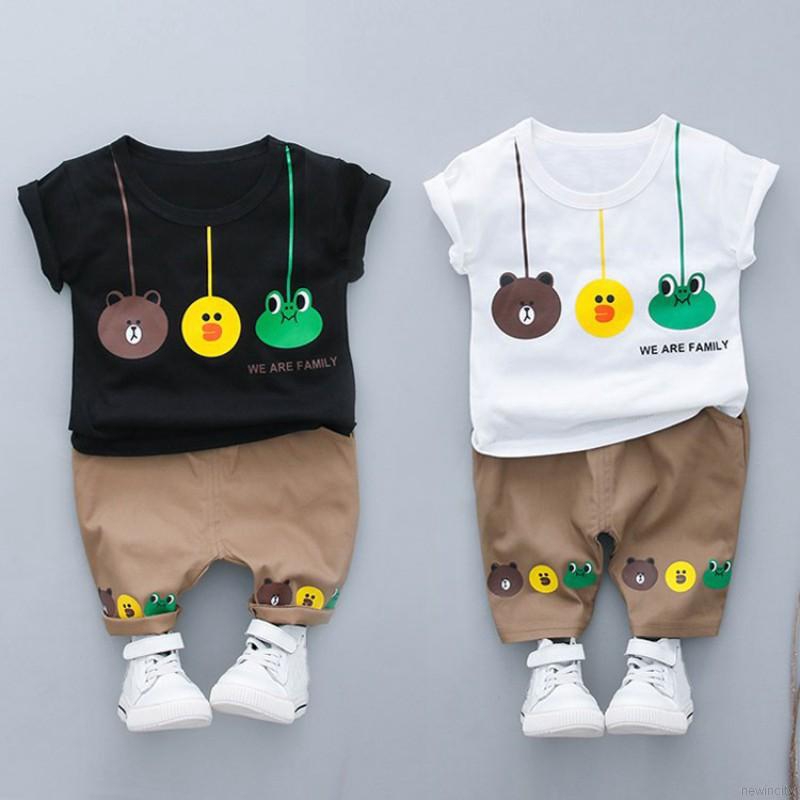 Bộ áo thun ngắn tay in hoạt hình + quần thời trang cho bé trai