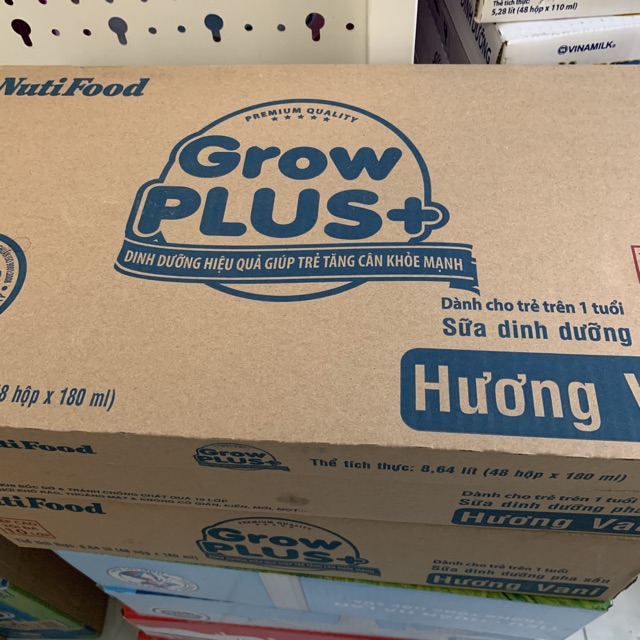 Thùng sữa hộp Grow Plus+ Xanh Nutifood 48x180ml