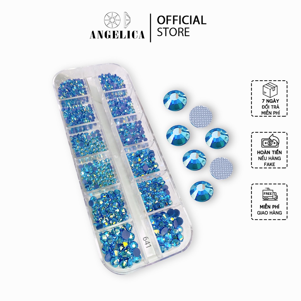 Đá Chân Lưới Nail 12 Khía Heaven Aquamarine Đính Móng ANGELICA 641