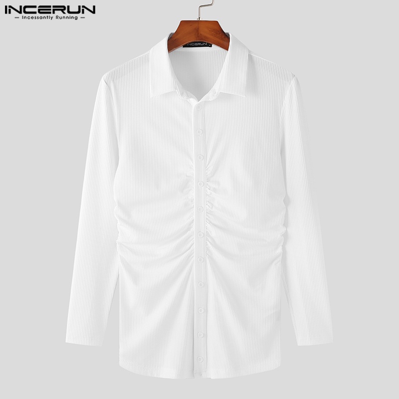 Áo kiểu INCERUN tay dài cài khuy thời trang cho nam