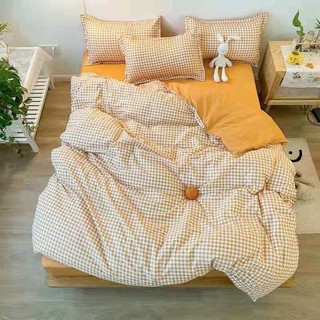 Bộ drap & chăn phao cotton poly roma cam