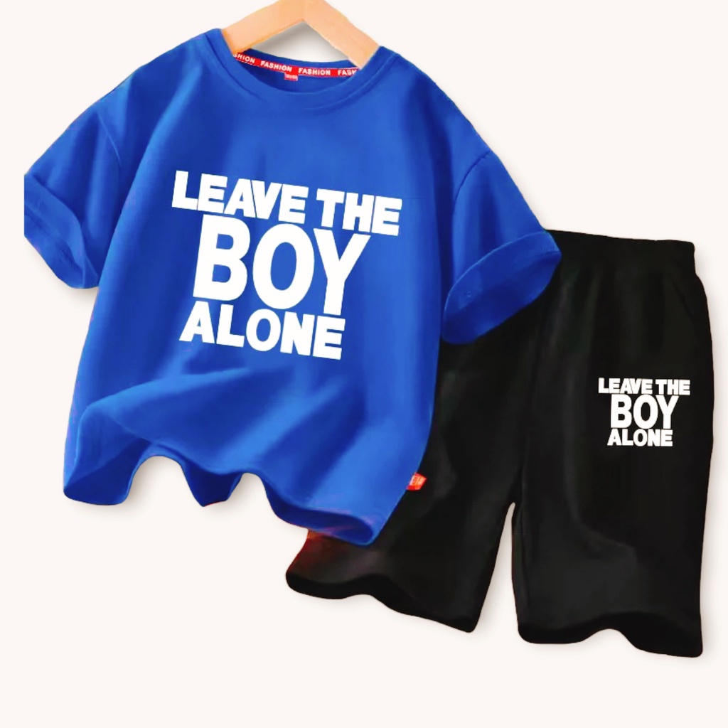 Bộ đồ bé trai Con Xinh cotton hình in chữ BOY ALONE, thời trang dành cho trẻ em từ 4 đến 10 tuổi