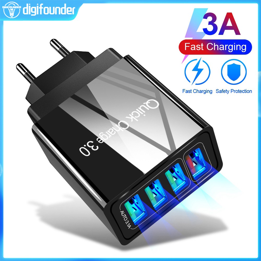 Cốc sạc nhanh QC3.0 4 cổng USB 3.0 5V tiện dụng Bộ sạc dự phòng
