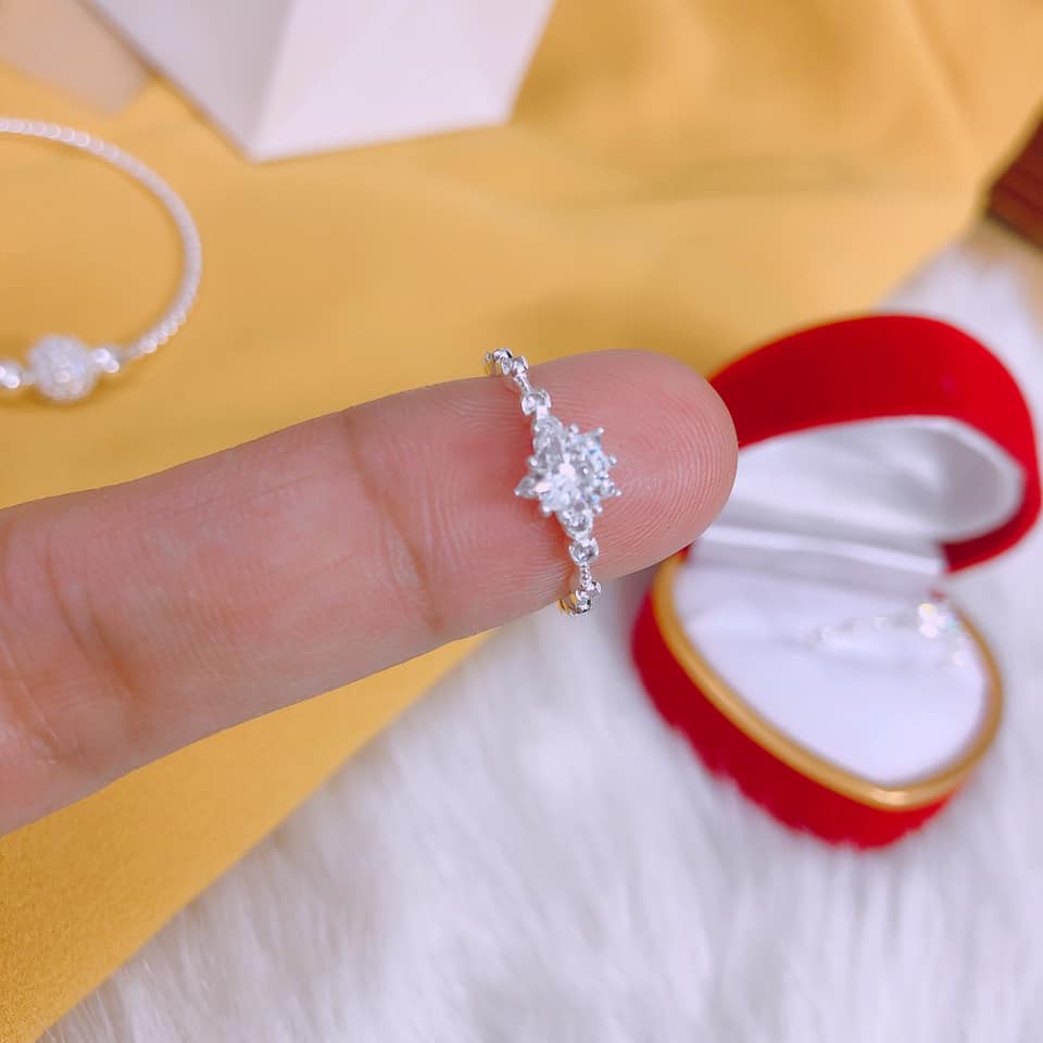 Nhẫn nữ bạc thật đính đá nhỏ cực xinh xắn nổi bật, sáng đẹp [ JQN- Cam kết bạc chuẩn, chất lượng, giá xưởng ]