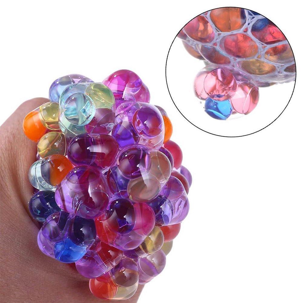 1pc Funny Anti-stress Squishy Led Mesh Ball Grape Squeeze Sensory Fruity Newly Toy Kids &amp; Adults Play Vent Toy Gift