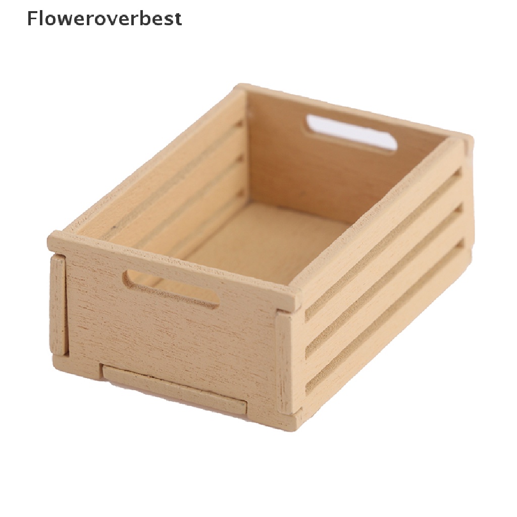 Set 3 khay đựng trái cây gỗ mini dành cho trang trí nhà búp bê tỉ lệ 1:12