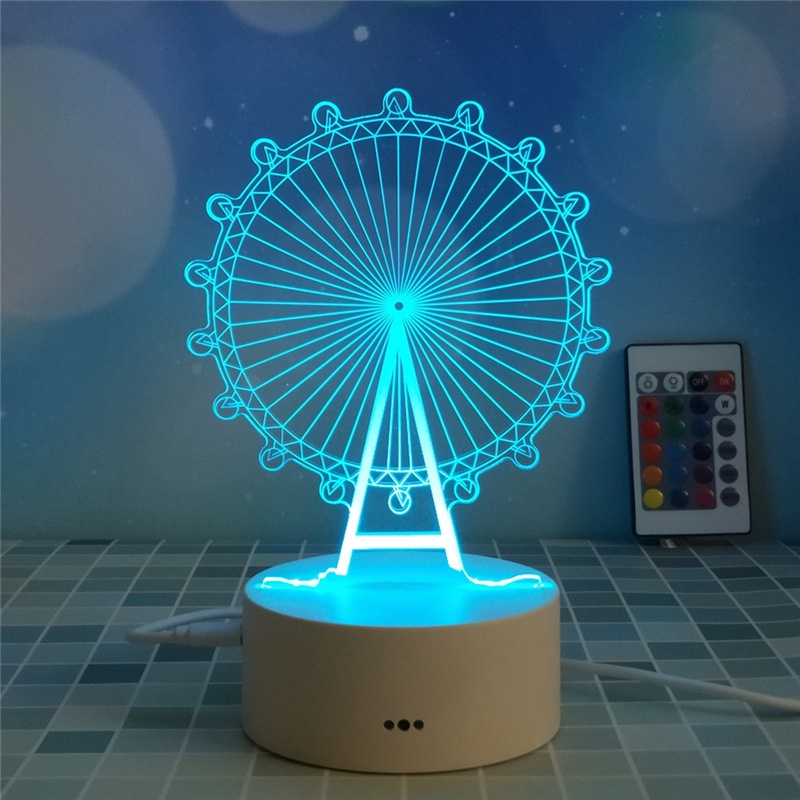 16 Màu Kèm Điều Khiển Đèn Ngủ 3D led usb Đèn Trang Trí Quà Tặng Sinh Nhật Ý Nghĩa