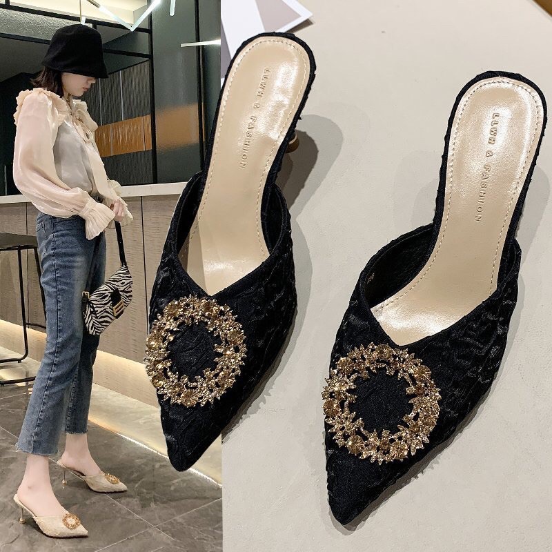 Sục cao gót đính khoá hàng quảng châu cao 5 phân