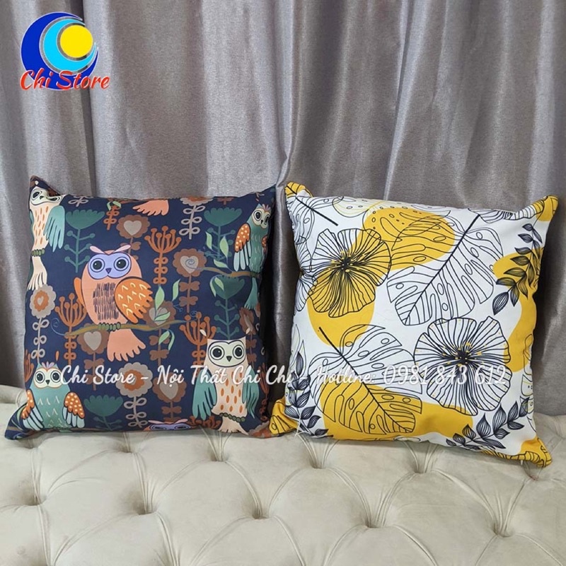 Gối Vuông Tựa Lưng Sofa 45x45cm, Gối Tựa Lưng Văn Phòng Trang Trí Vải Kaki Chống Thấm Nước