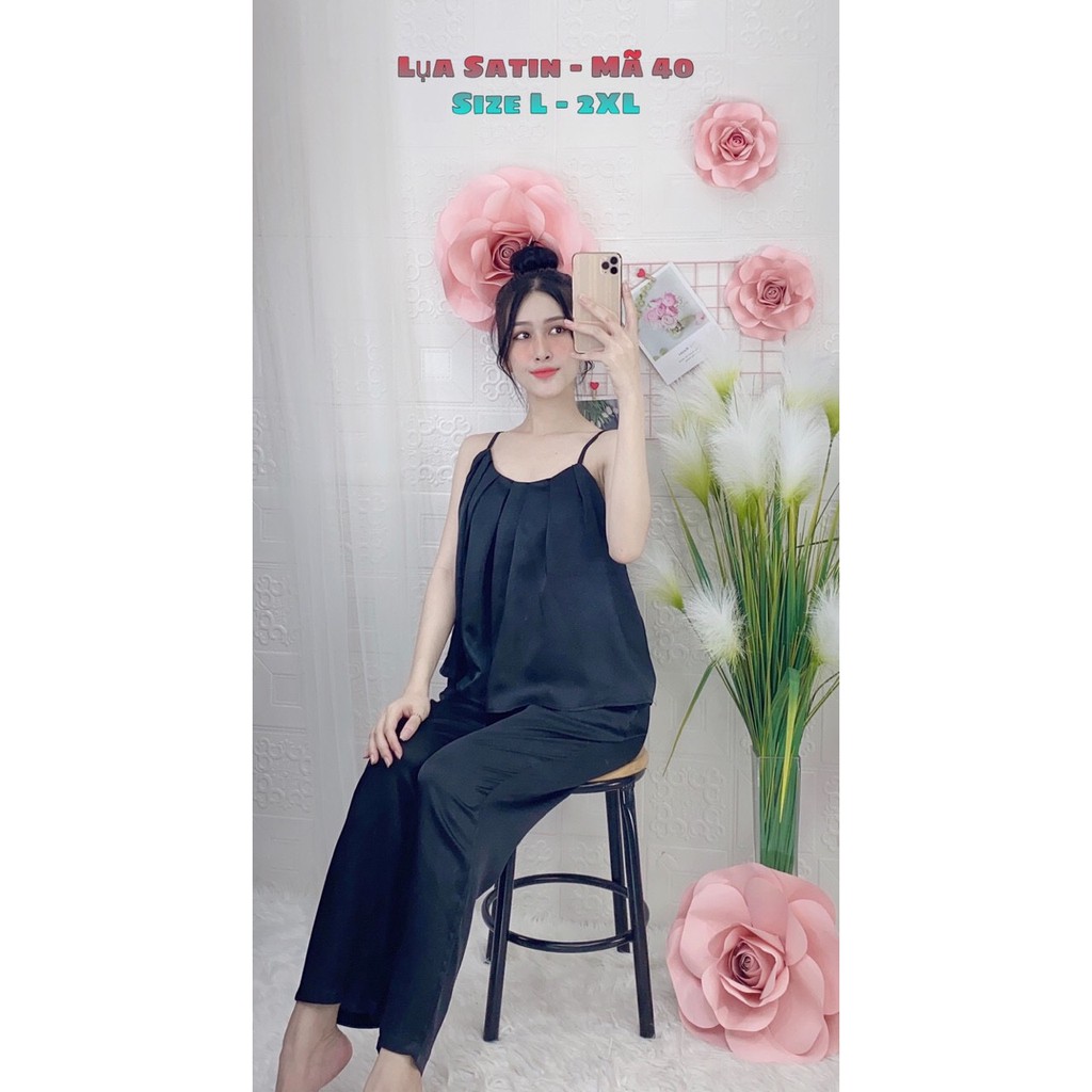 HÀNG CAO CẤP - SET ĐỒ BỘ LỤA SATIN QUẦN DÀI ÁO 2 DÂY | BigBuy360 - bigbuy360.vn