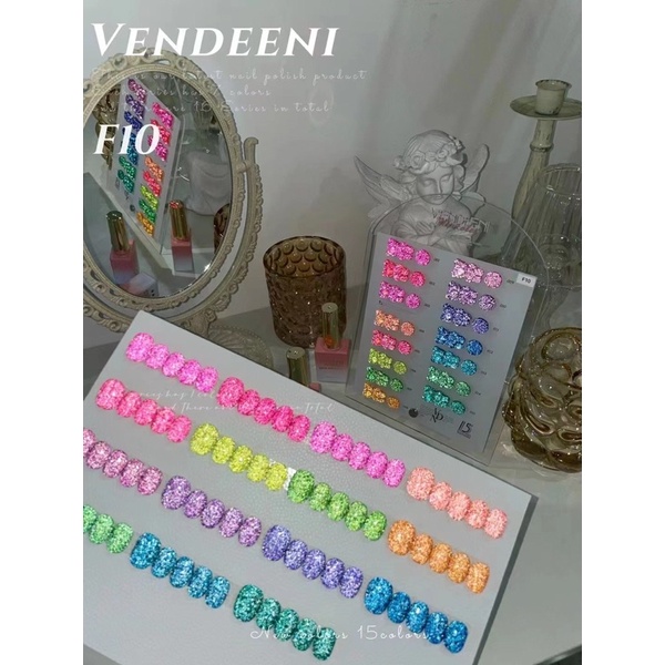 sơn gel vendeeni flash set 15 màu tặng kèm bảng màu mã F10