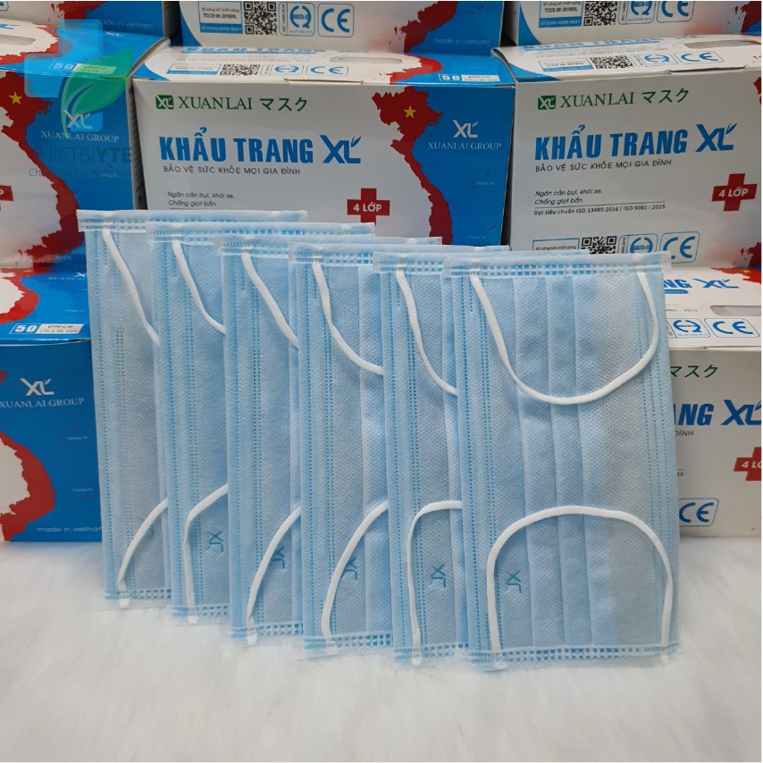 1 Hộp 50 Chiếc Khẩu trang kháng khuẩn Xuân Lai 4 lớp Lọc Bụi, Kháng Khuẩn | BigBuy360 - bigbuy360.vn