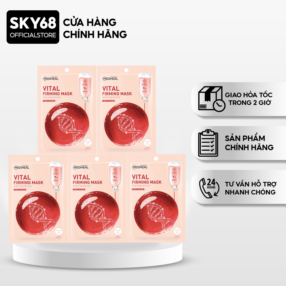 Combo 5 Mặt Nạ Làm Mịn, Đều Màu Da Mediheal Vital Firming Mask 20ml x 5