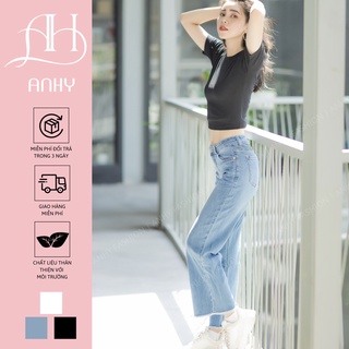 Quần Jean Nữ Suông ANHY FASHION Ống Suông Gấu Tua Chất Xịn Hàng VNXK Kiểu Dáng Basic Tôn Dáng