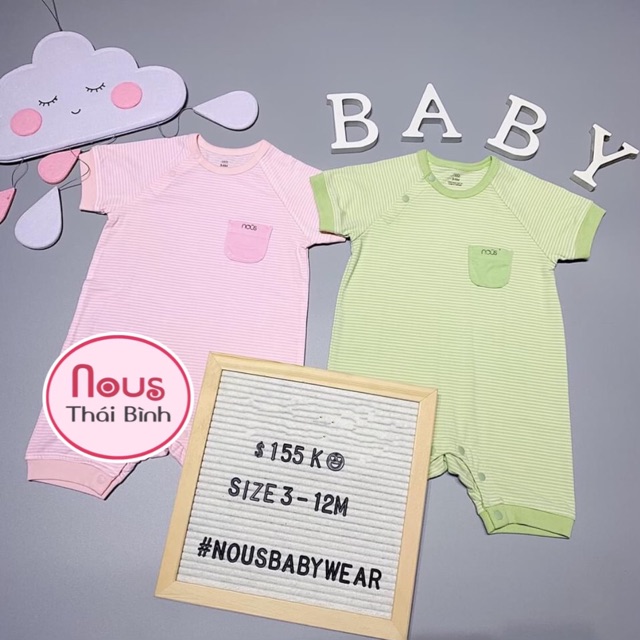 Body kẻ xanh/hồng nous sz 3-12m