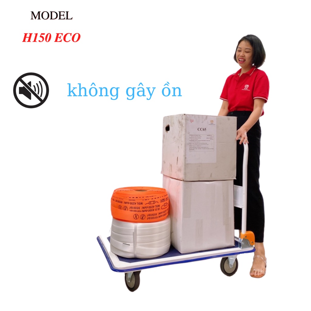 Loại nhỏ Xe đẩy hàng HLVINA H150 bánh xe TPR cao cấp êm ái ít ồn thích hợp dùng trong chung cư văn phòng