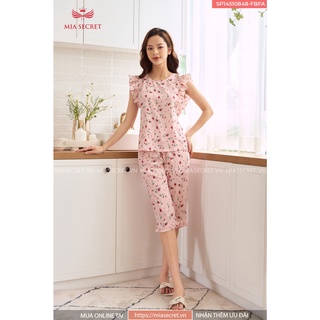 Đồ Bộ Nữ mặc nhà MIA SECRET, đồ ngủ pijama quần lửng lụa tuyết cao cấp trơn mịn MIA10848