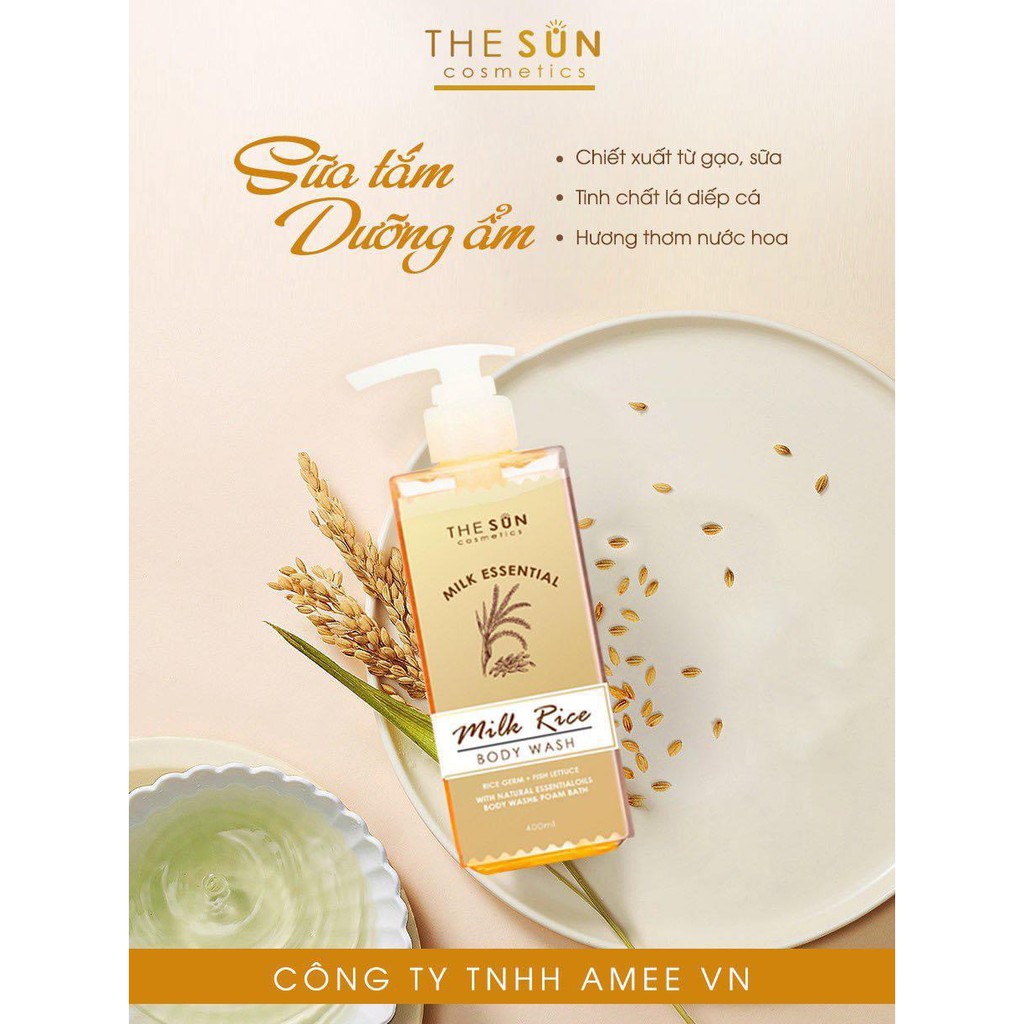 [Tặng kẹp xinh] Sữa Tắm Trắng Hồng Da Toàn Thân The Sun, Dung Tích 400ml, Dạng Gel Tiết Kiệm, Dùng Được Cho Cả Nam Và Nữ