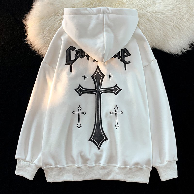 Áo hoodie chữ thập Qcbun Unisex [FREESHIP] Hoodies nỉ ngoại form rộng tay phồng kiểu dáng đường phố cá tính peonyb đẹp