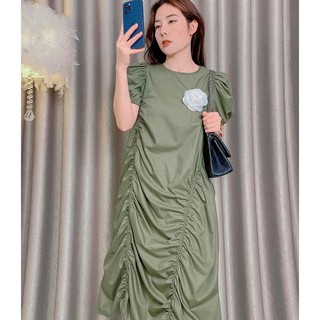 Váy Thiết Kế Chất Lụa Tằm Dúm Form Rộng