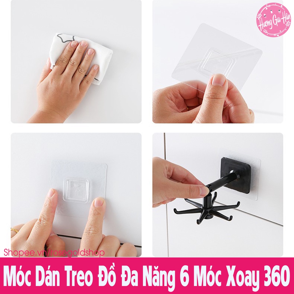 Móc Dán Treo Đồ 6 Nhánh Xoay 360° Siêu Tiện Lợi, Decor Nhà Cực Đẹp - Móc Treo Vá Muỗng Chìa Khóa, Khẩu Trang ...