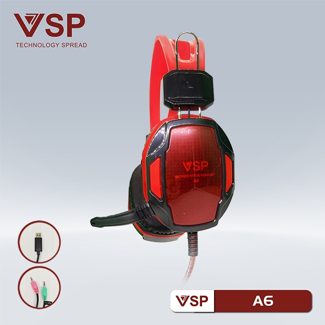 Headphone có mic dùng cho laptop, máy vi tính bàn - Model: A6 chính hãng
