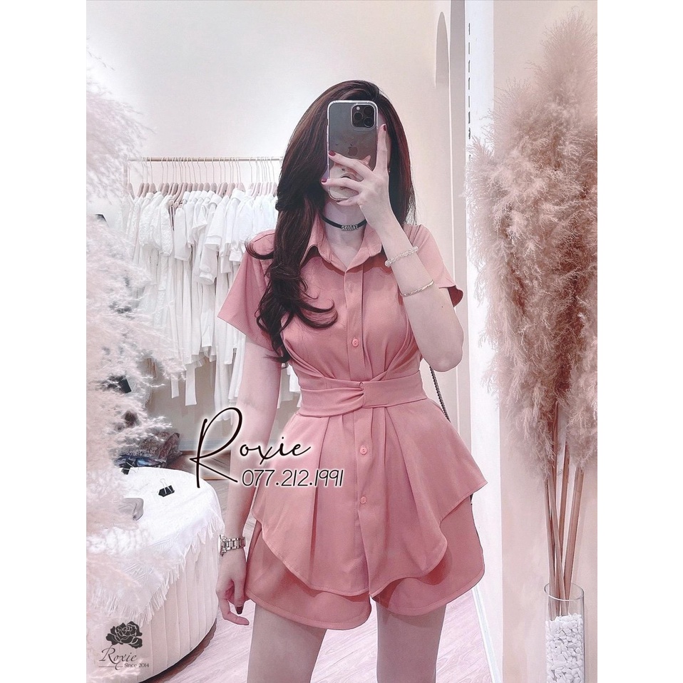 Sét sơ mi cột eo kèm quần short đi chơi bigsize Kim Ngân từ 50kg đến 100kg