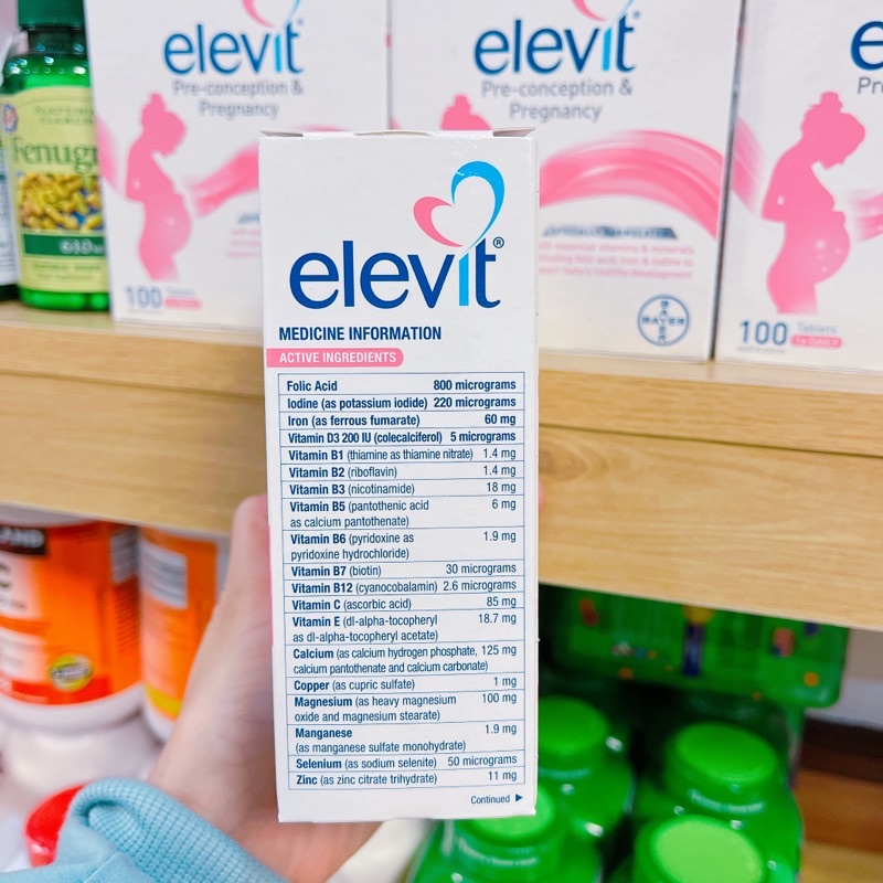 (Date 4/2024) Elevit bầu Vitamin bầu Elevit úc 100 viên