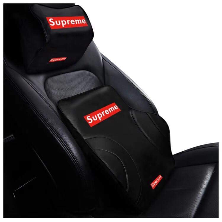 Tựa đầu và tựa lưng ghế ô tô cao su non cao cấp bọc da mẫu 2020 (Cờ Anh - Monster - Supreme)