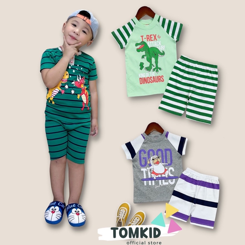 Bộ cộc tay bé trai đồ bộ cho bé chất liệu cotton thoáng mát phối màu in hình 9-26Kg