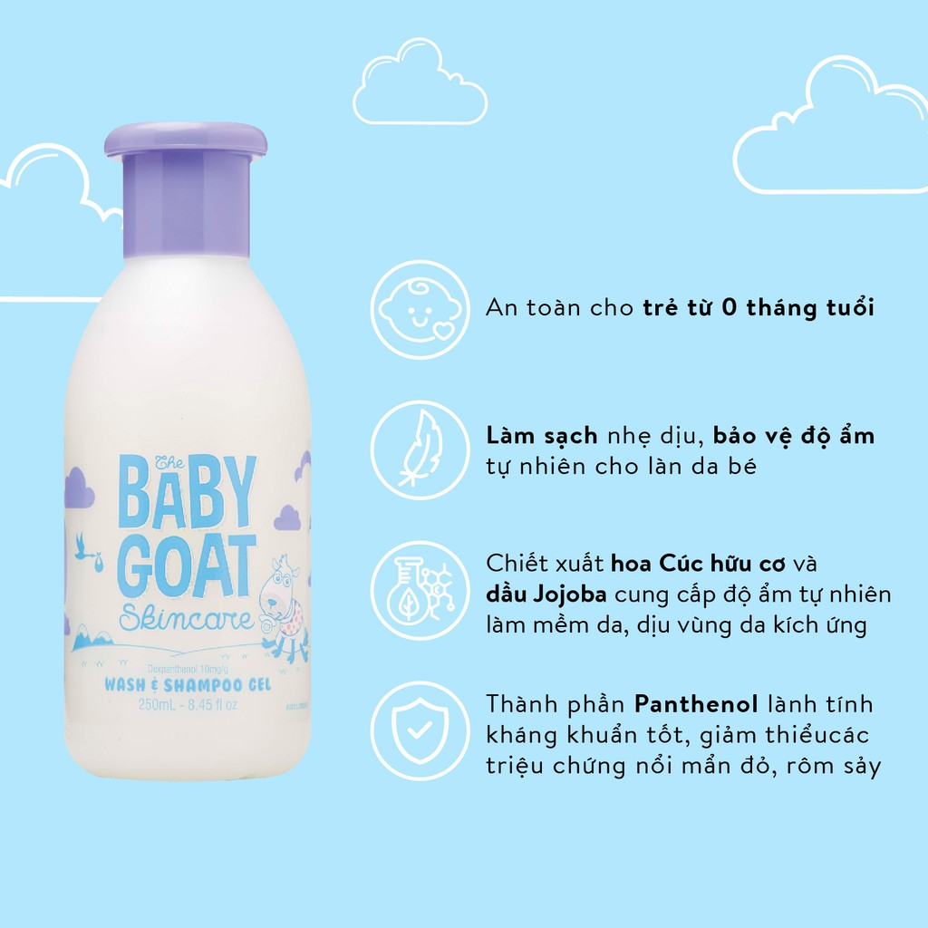 Gel tắm gội toàn thân cho bé chiết xuất Sữa Dê tươi The Goat Skincare 250ml