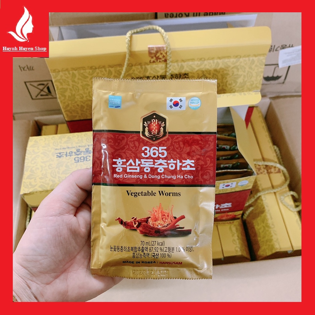 Nước uống hồng sâm đông trùng hạ thảo 365 Hansusam Hàn Quốc hộp 20 gói*70ml