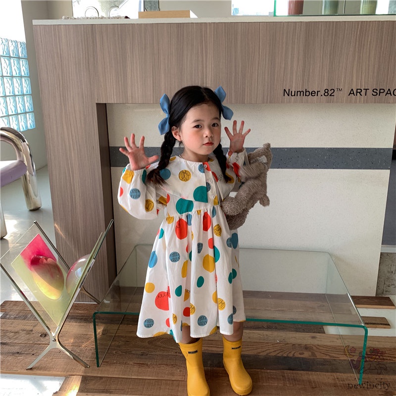 Đầm DàI Tay In HọA TiếT CầU VồNg Cho Bé