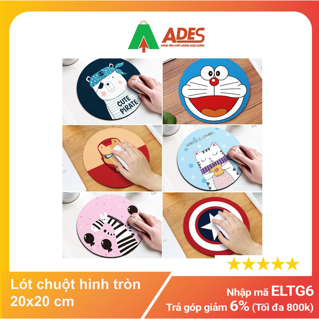 Lót chuột, bàn di chuột hình tròn 20x20 cm chống trượt, chống thấm nước - Màu ngẫu nhiên NEW 2021