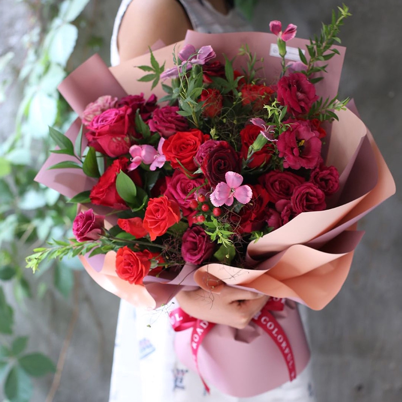 Tờ giấy gói quà/hoa hai màu sắc kết hợp chống thấm nước kích thước 58x58cm tiện lợi