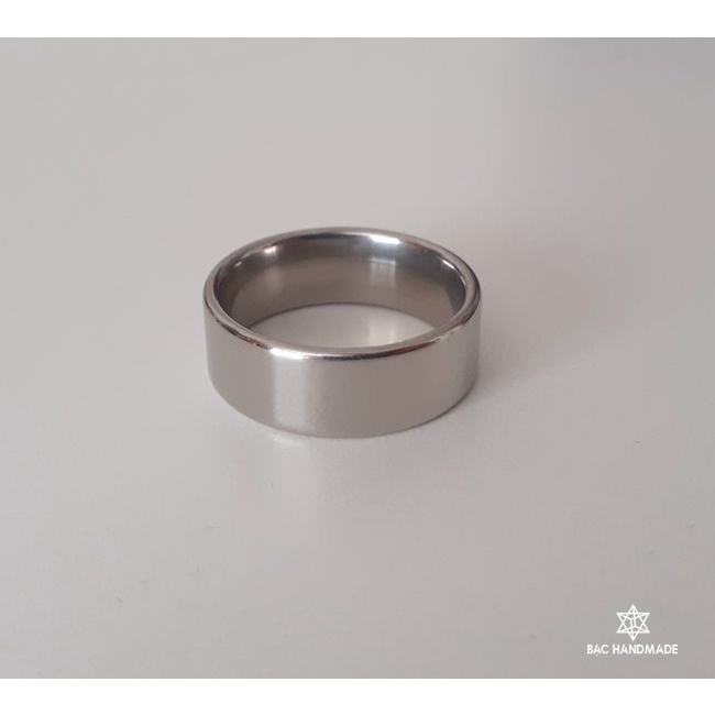 Nhẫn nam trơn bản dầy bạc nguyên chất-Bạc Handmade