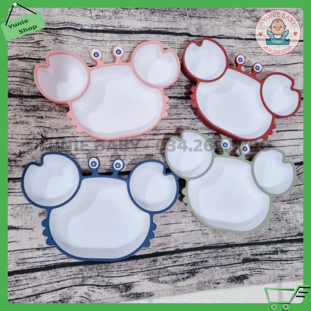 Khay ăn dặm silicon chống đổ hình cua dễ thương cho bé