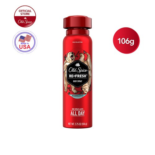 Xịt khử mùi nam Old Spice Bearglove Refresh Body spray - 106g