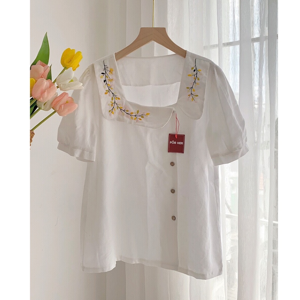 Áo Cổ Vuông FOR HER Nút Lệch AO0446