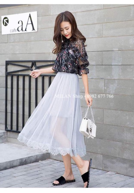 Chân váy ren gấu dài qua gối | BigBuy360 - bigbuy360.vn