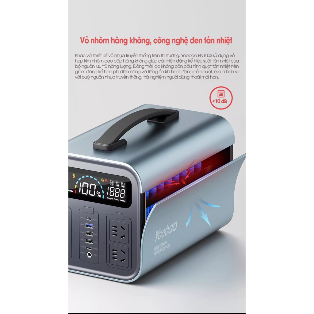 Trạm Sạc Dự Phòng Di Động Khẩn Cấp Yoobao Công Suất Lớn 1000W, Dung Lượng Siêu Khủng 297600mAh Sạc Nhanh PD 60W