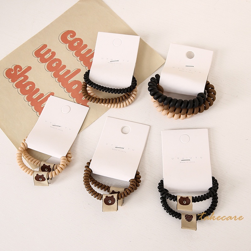 Bộ 2 dây buộc tóc dạng xoắn co giãn chống thấm nước tiện dụng