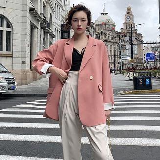Áo khoác blazer màu hồng size lớn mẫu 2021 phong cách Hàn Quốc thời trang xuân thu dành cho nữ Áo Blazer | BigBuy360 - bigbuy360.vn