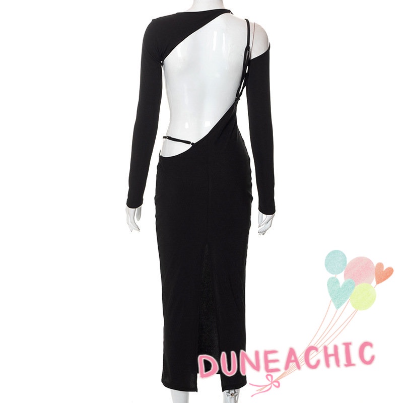 Đầm DUNEA dài tay hở lưng xẻ tà gợi cảm dành cho nữ