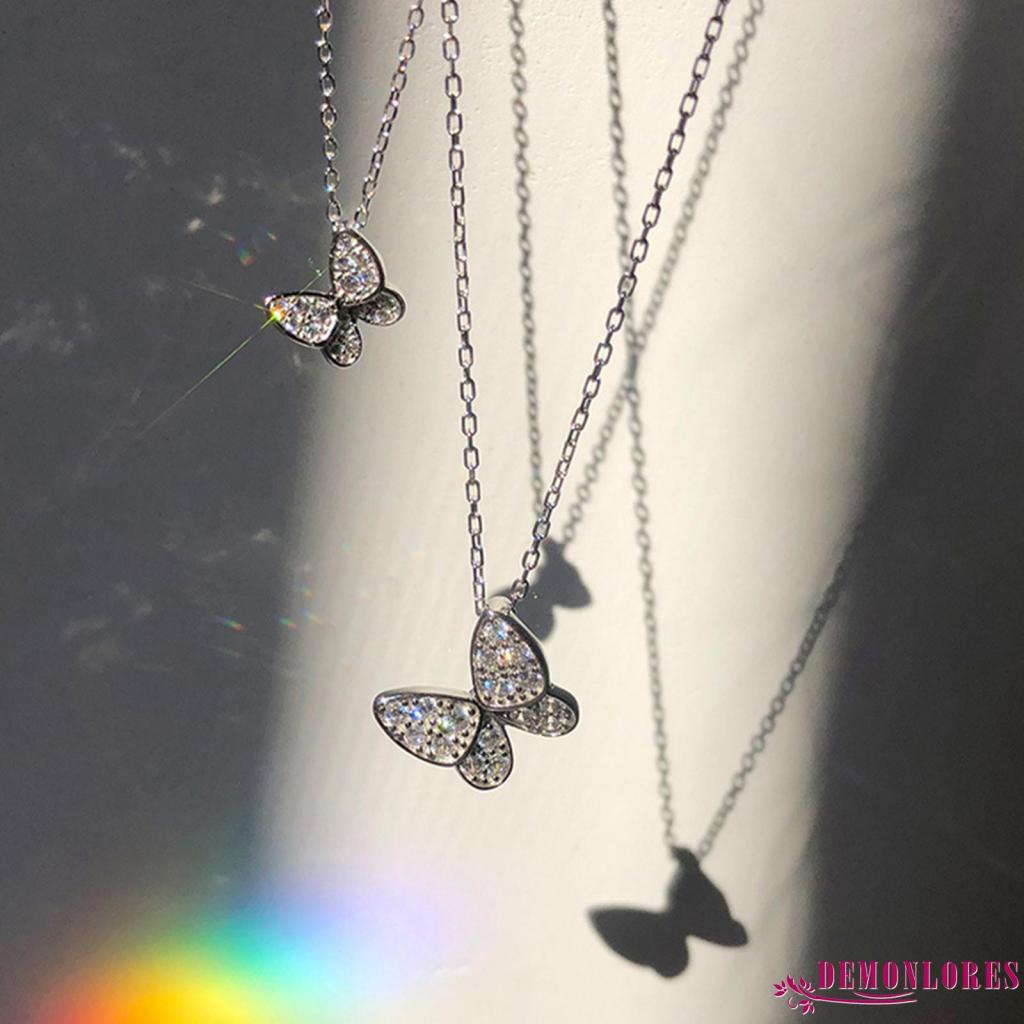 Vòng cổ mặt hình bướm đính đá zircon bằng hợp kim thời trang xinh xắn cho nữ