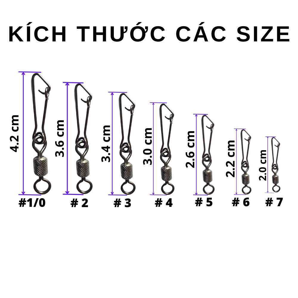 Bộ móc khoá ma ní câu cá Pionner nhiều size, móc khoá linh chống xoắn câu sông hồ dịch vụ câu biển siêu bền